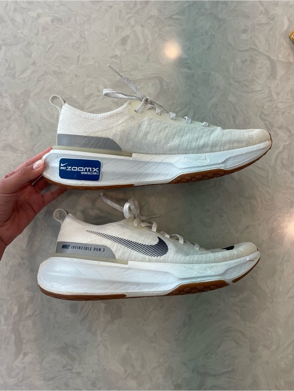 Nike ZoomX Invincible Run 3 — White with Blue Accents and Gum Outsole - Picture 3 of 9